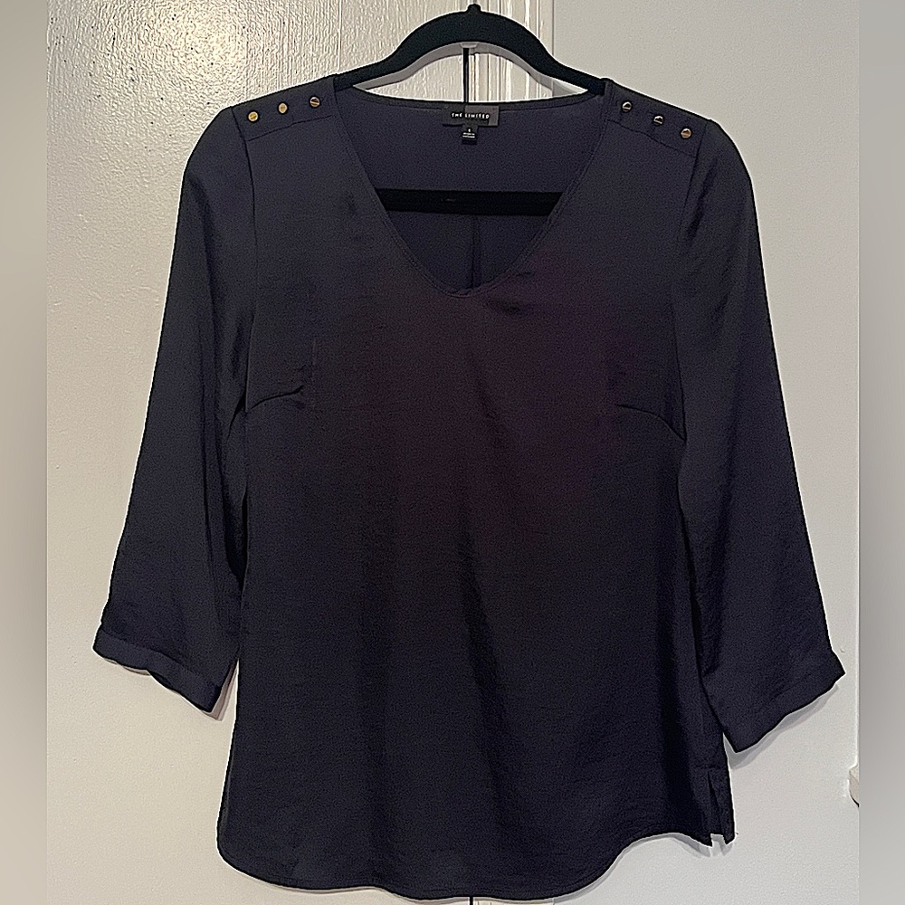 The Limited Navy Blue Blouse with Gold Buttons, Small